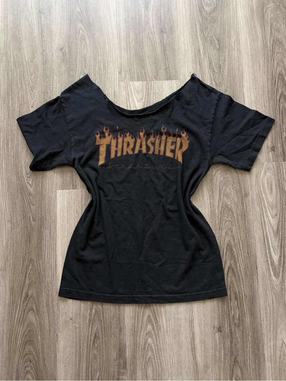 Thrasher Women's Black Tee with Orange Flame Logo